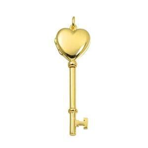 Tiffany & Co. Heart Key Locket Pendant Top, K14 YG Yellow Gold 585